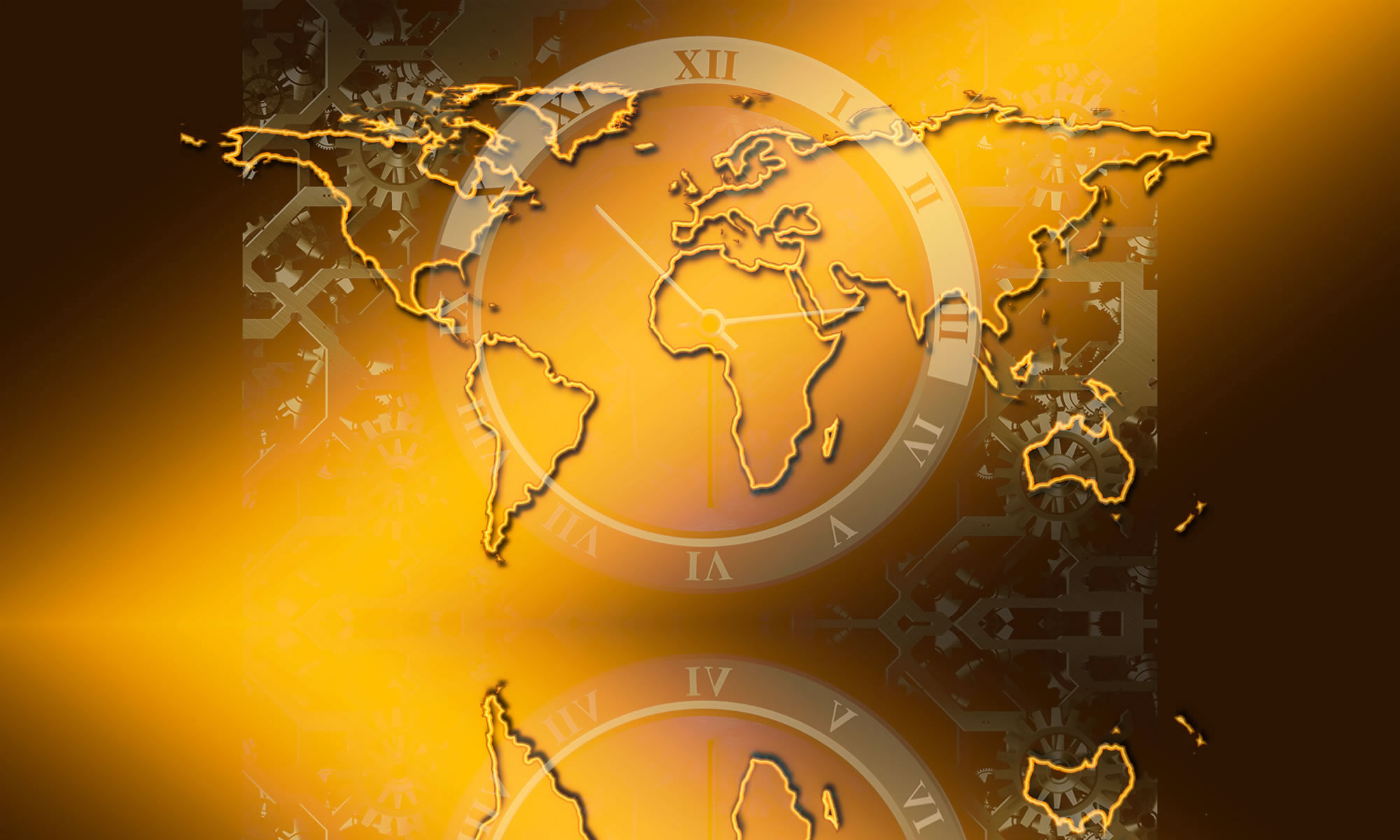 world map with clock