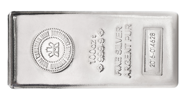 100oz Silver Bar from the Royal Canadian Mint