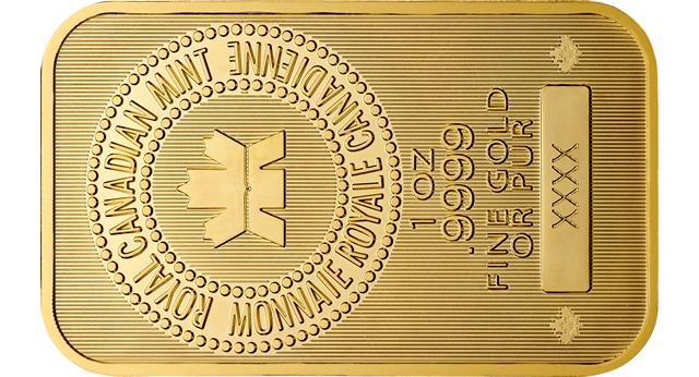 1 ozt Gold Bar from the Royal Canadian Mint
