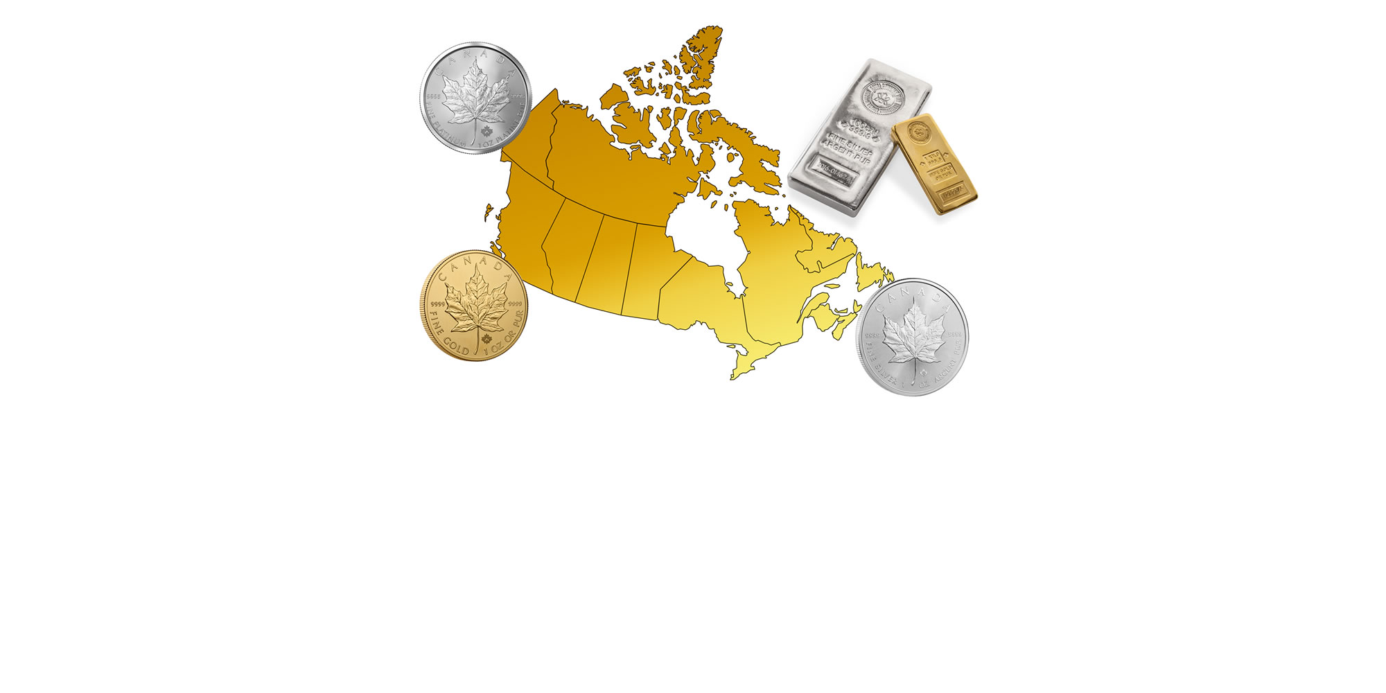 Precious metals with map of Canada